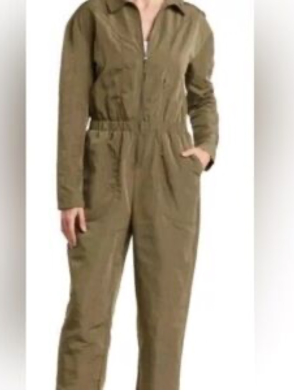 Zella by Zella Women's green Olive army Utility Jumpsuit Casual Zip Front XL